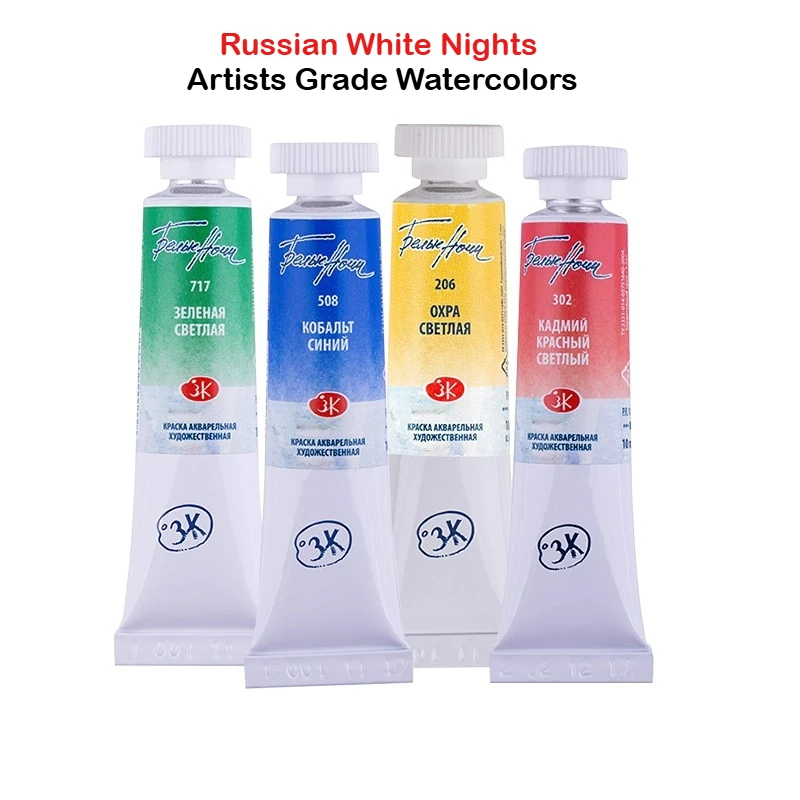 Russian White Nights Extra Fine Artists Grade Watercolors,10ml Tubes New Basic Color, Suitable For Professional Art Painting