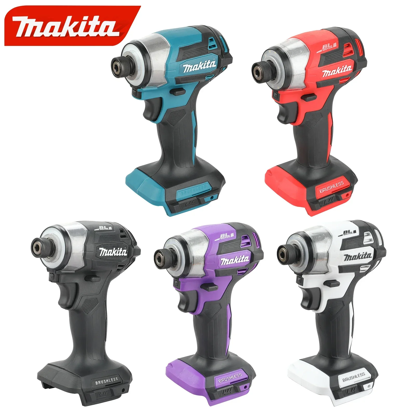 Makita DTD173 Blue, Black and White, Black, Purple, Red,  No Battery, Brushless Screwdriver, Rechargeable Electric Screwdriver