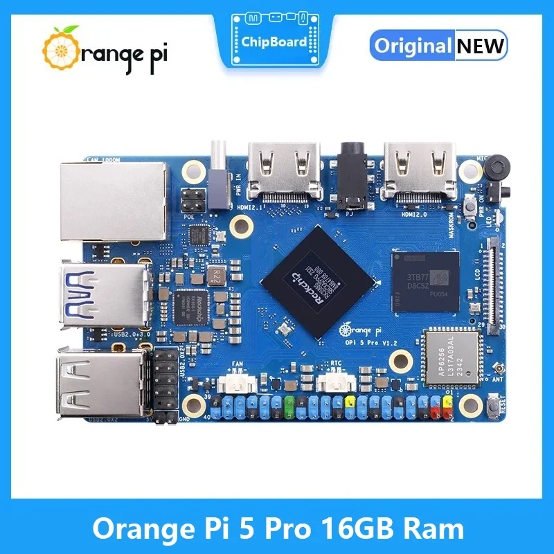 Orange Pi 5 Pro 16GB Ram Module Single Board Computer RK3588S LPDDR5 Wifi5.0-BT5 M2.0 Port Development Board