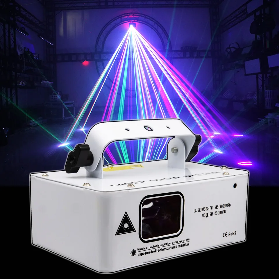 WHITE RGB Laser 500MW Beam Line Scanner Projector DMX Professional Disco DJ Wedding Dance Party Bar Club Stage Lighting