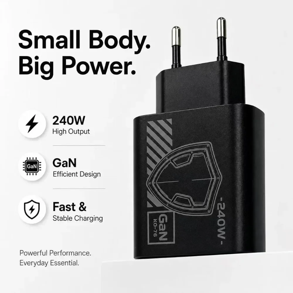 Durable 240W GaN Mechanical Multi‑Port USB Travel Charger EU US Plug Power Adapter for Phone Laptop Tablet Travel Work