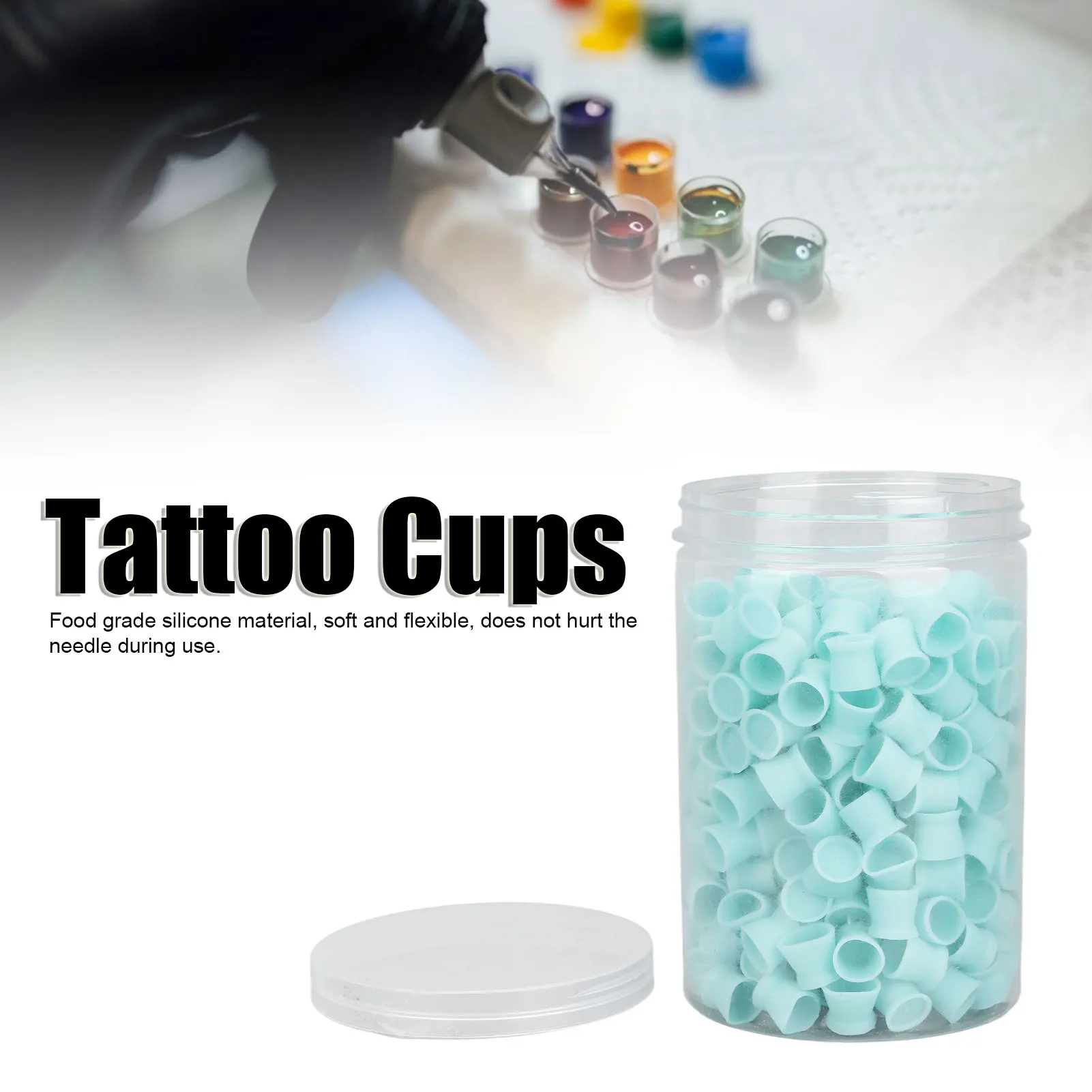 Tattoo Cups 300pcs Tattoo Ink Cups Food Grade Silicone Multipurpose Disposable Tattoo Pigment Cups for Tattoo Supplies