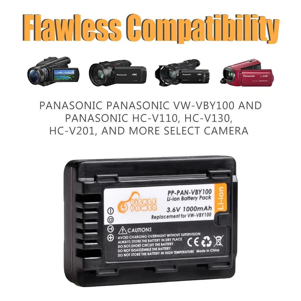 VW-VBY100 Battery VW VBY100 VWVBY100 Bateria Charger for Panasoinc HC-V130 HC-V100 HC-V110GK-K Camera Accessories