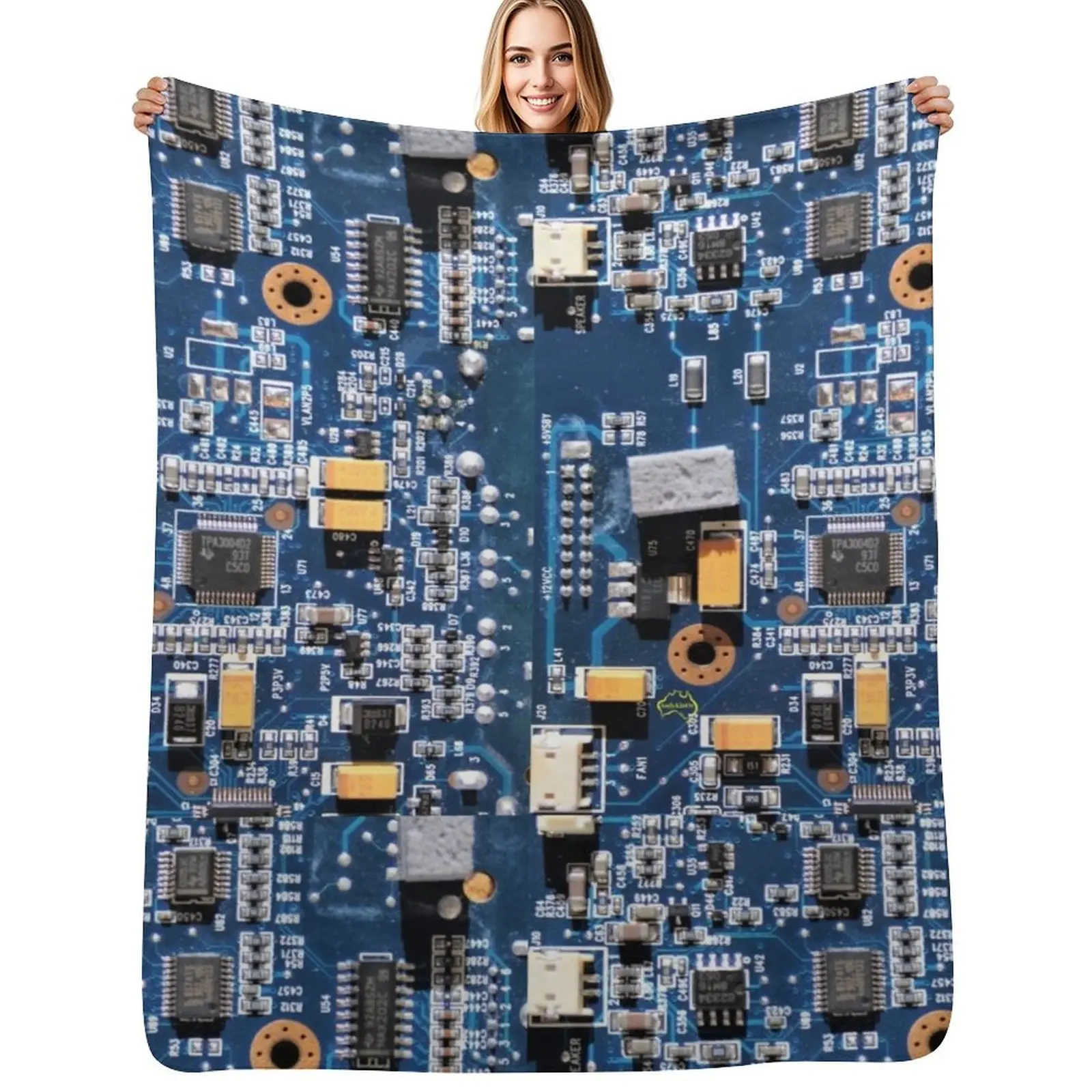 

Blue Circuit Board Throw Blanket Summer Beddings Weighted anime Sleeping Bag Blankets