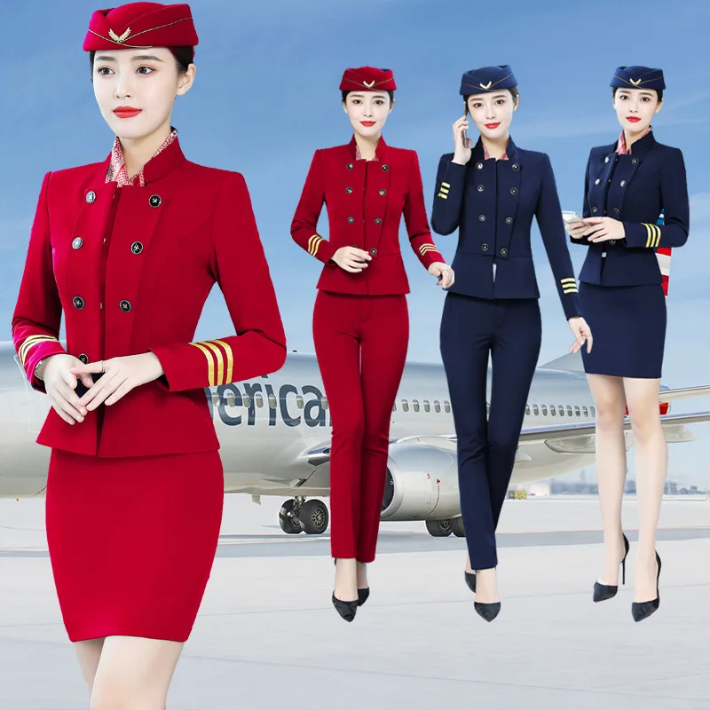 Fashion High-Grade Beauty Salon Hotel Front Desk Receptionist Clothes High-Speed Train Crew Stewardess Safety Work Suit