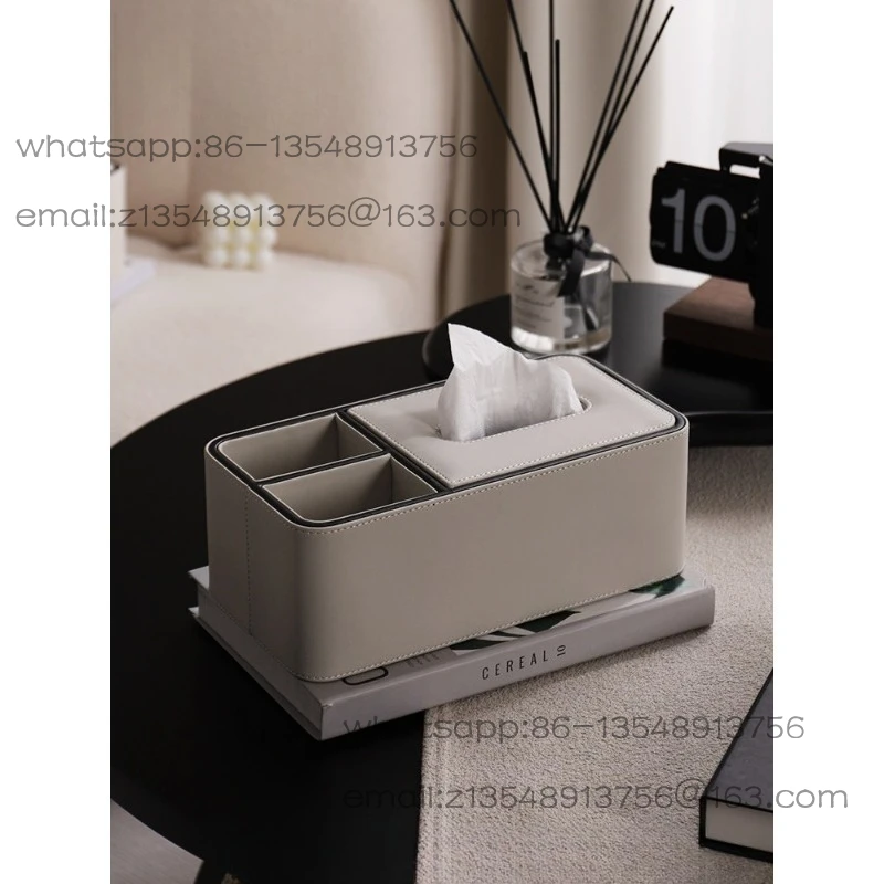 

Carton light luxury high-end living room coffee table bedroom household modern simple remote control storage leather tissue box