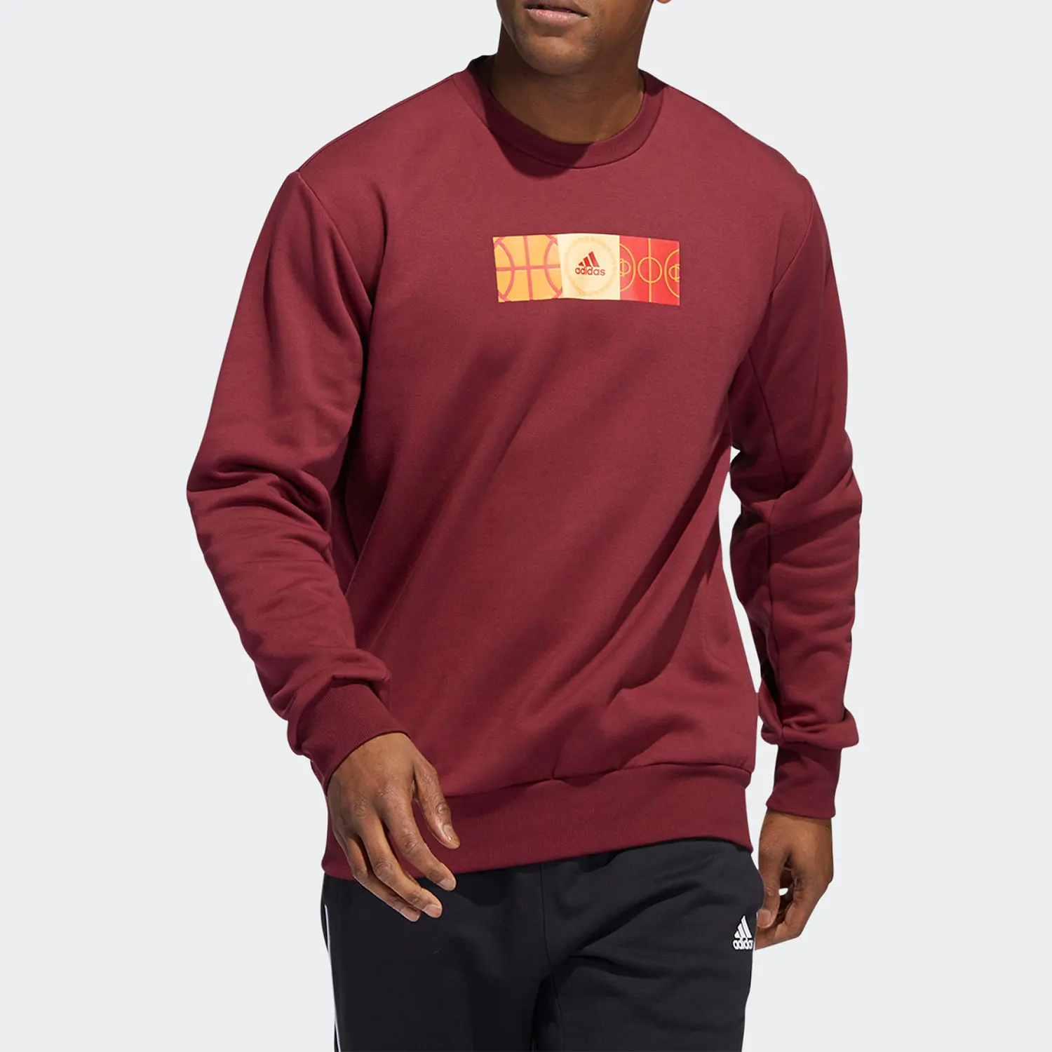 Adidas genuine men's sports printed fleece round neck pullover sweatshirt HP1024
