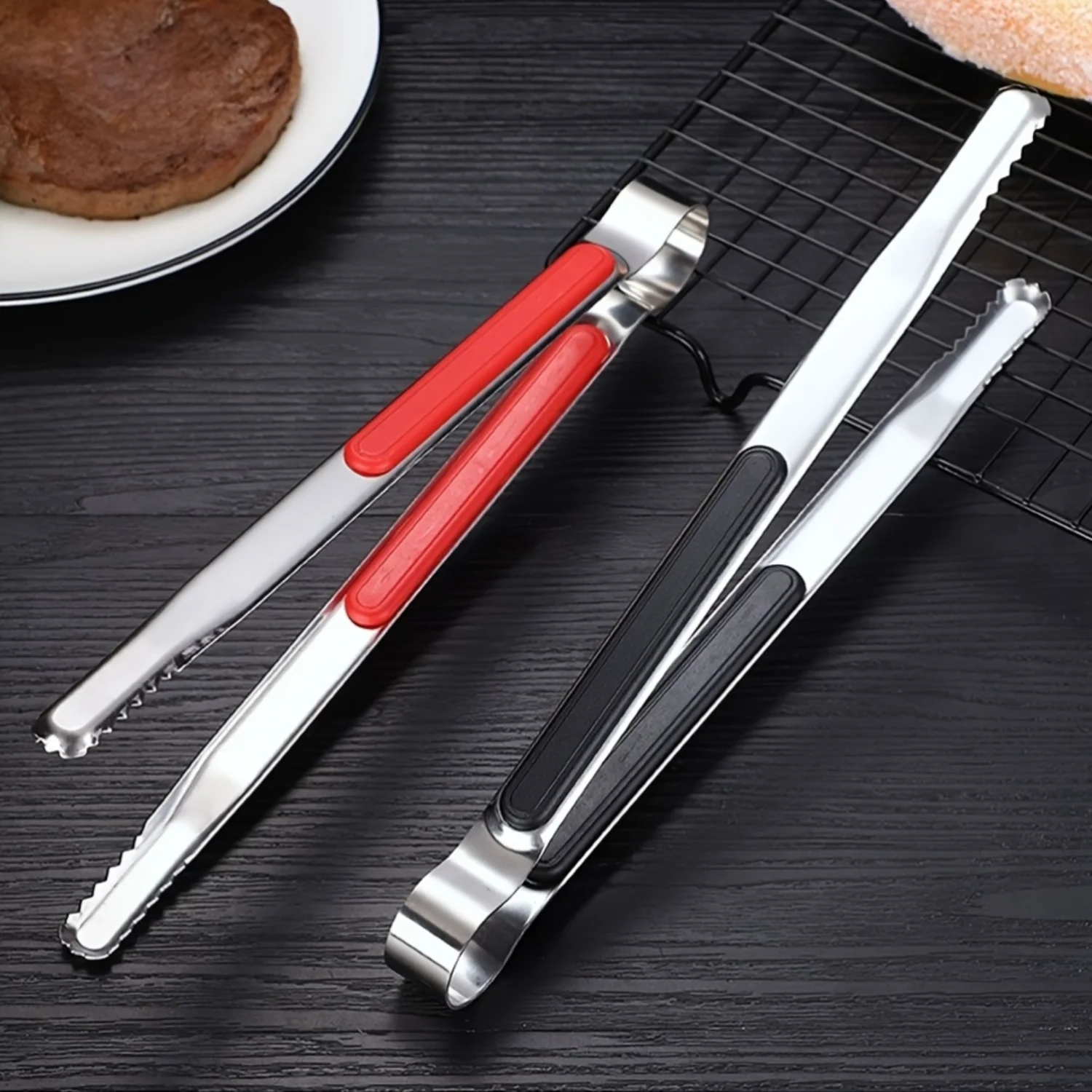 2pc Stainless Steel Barbecue Tongs Set, Food Contact Safe BBQ Grill Cooking Tools