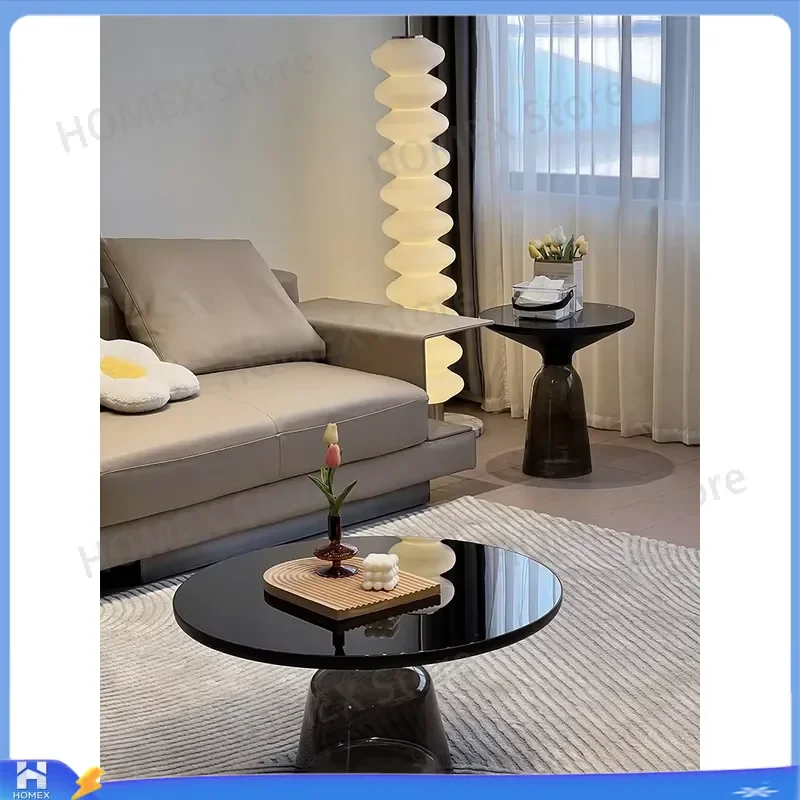 Nordic Glass Bell Coffee Table Modern Light Luxury Living Room Center Table Creative Round Side Table for Bedroom Bedside