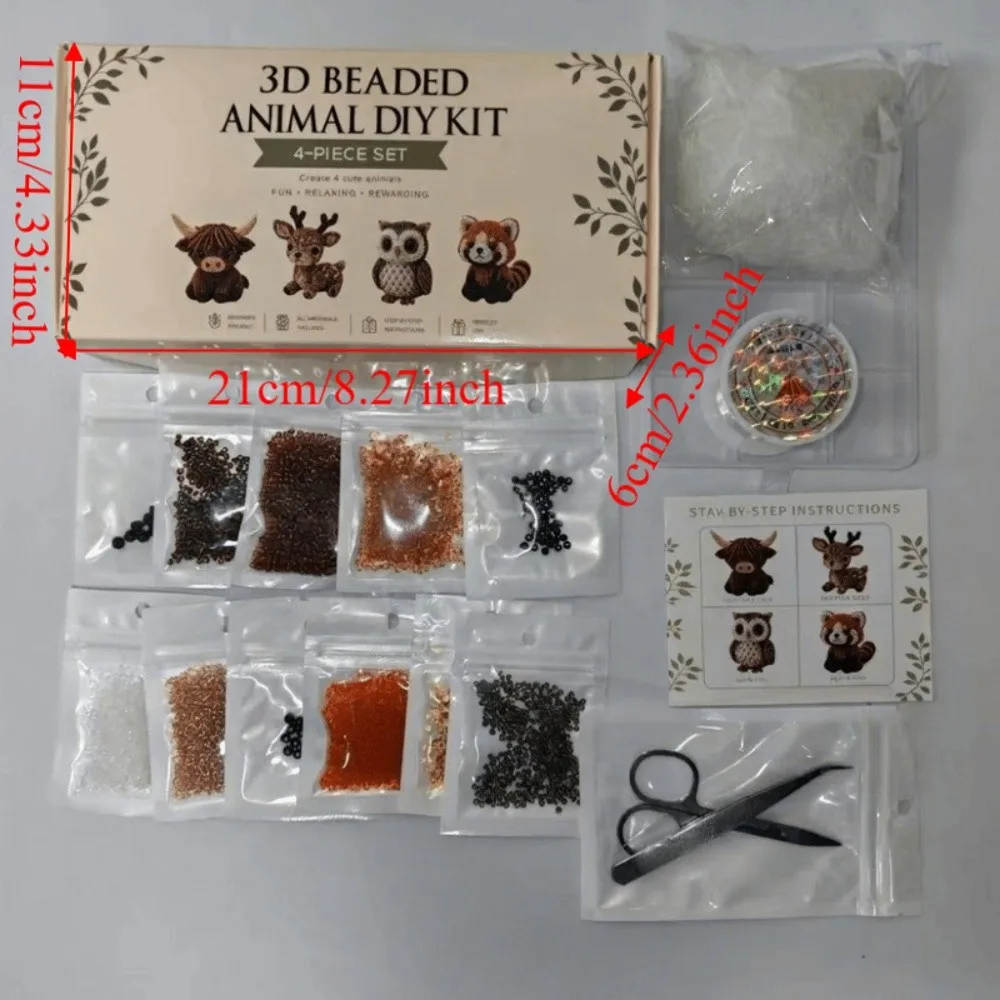Handgefertigtes DIY-Tier-Perlen-Stickerei-Set, buntes Mini-Perlenkunst-Bastelset, kleines pädagogisches 3D-Perlen-Haustier-Schlüsselanhänger-Bastelset – Detail 1