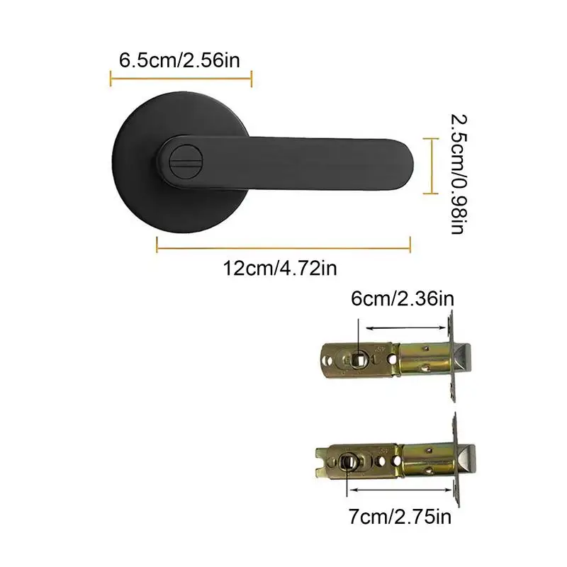 Deurhendel Heavy Duty Zwart Doorgang Deurknop Slot Interieur Zwarte Platte Deurgrepen Keyless voor Badkamer Slaapkamer Huishouden Thuis