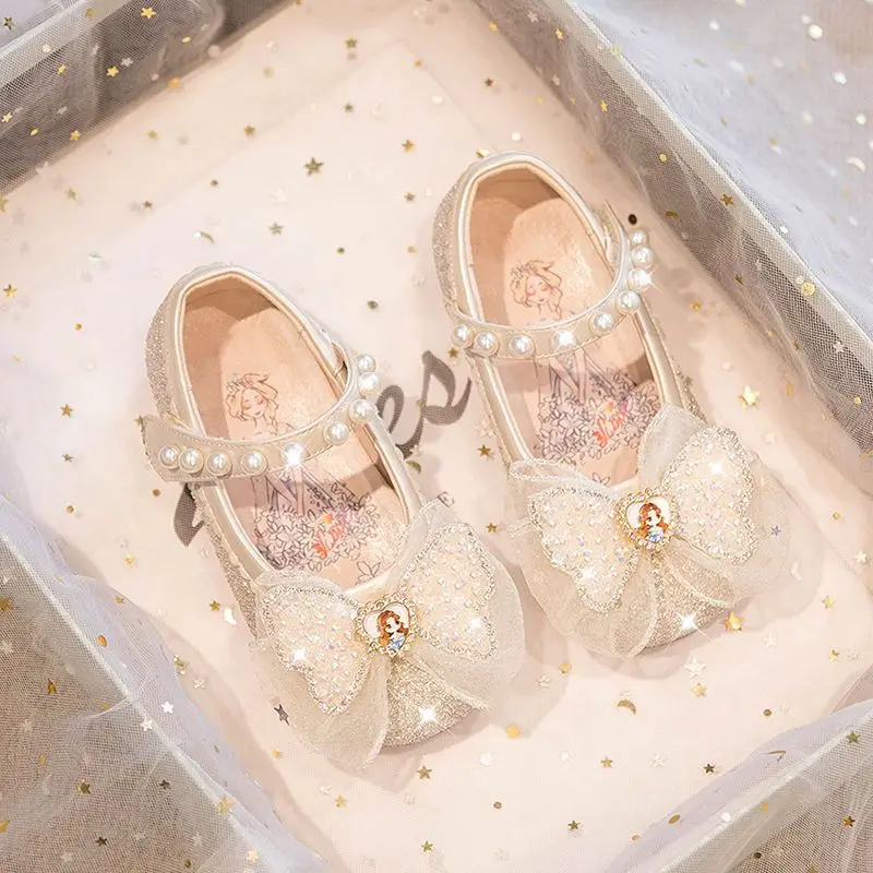 

New Kids Pearl Flats Sandal Girls Princess Rhinestone Party Sandal Children Learn Hollow Out Beach Shoes Girls Shoes