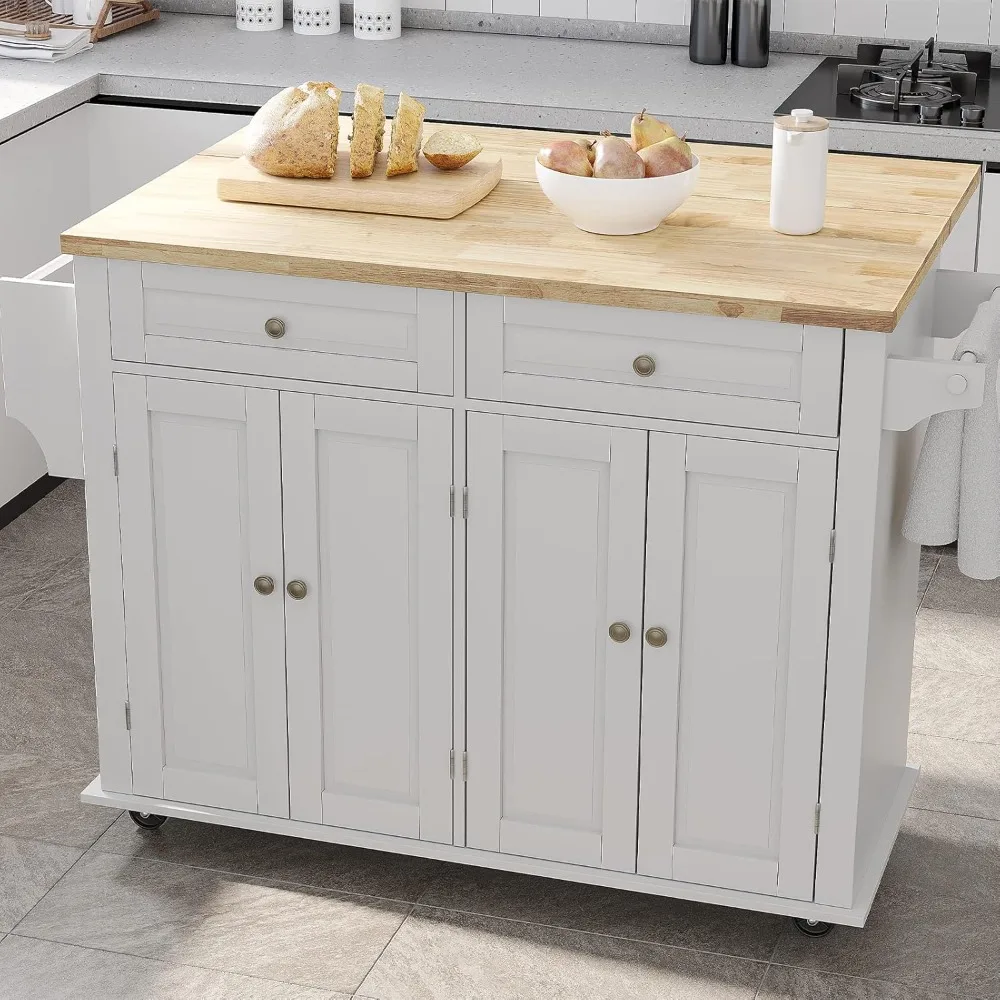 Kitchen Cabinets Wheeled Mobile Kitchen Cart Island with Folding Leaf and Storage Cabinet Kitchen Furniture Home Furniture