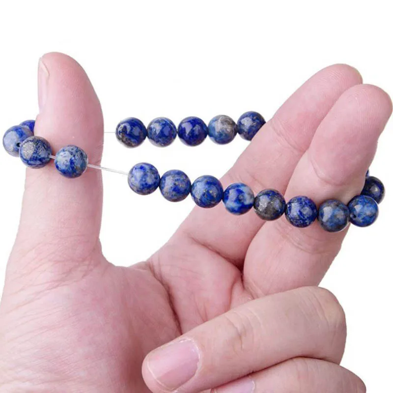 Natural 8mm Lapis Lazuli Beads Bracelets Unisex Elastic Bangle Jewelry Gifts