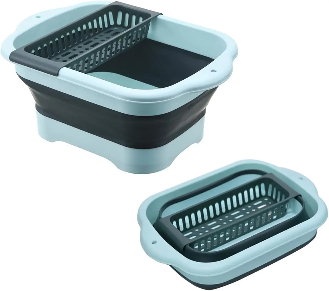 

11L Collapsible Dish Basin with Drain Plug, Space Saving Foldable Sink Tub for Camping, RV, Outdoor Use (Green)