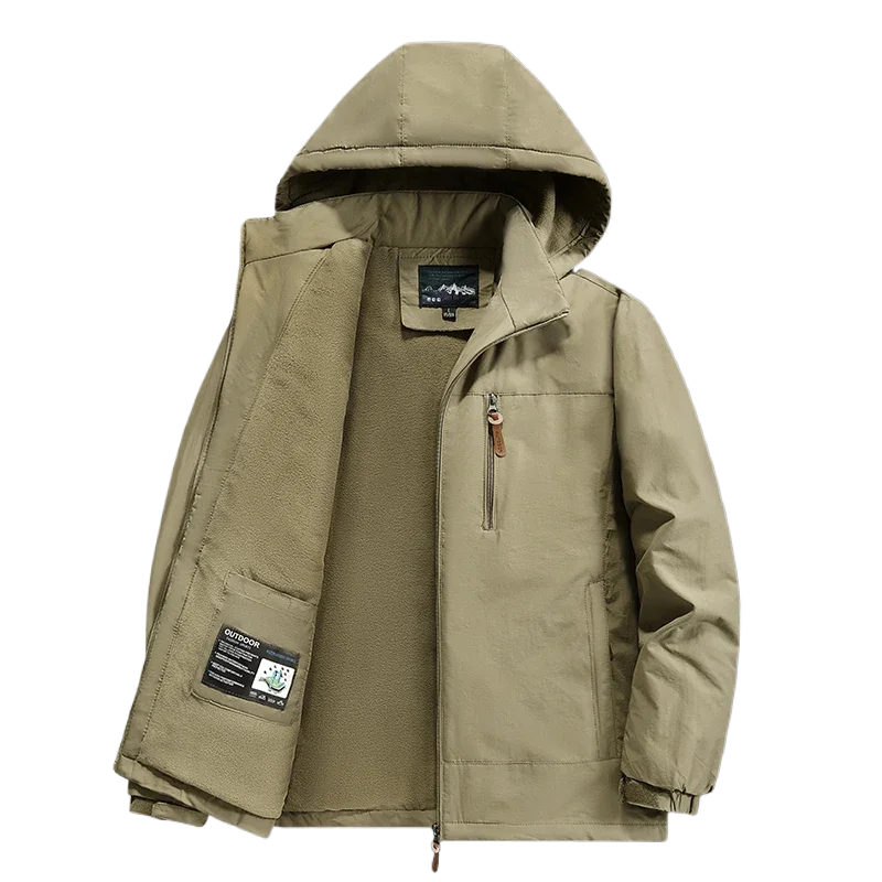 New Male Autumn Winter Thicken Jacket Hooded Detachable Outdoor Mountaineering Windproof Down Jacket Fleece Fashion Loose Coat