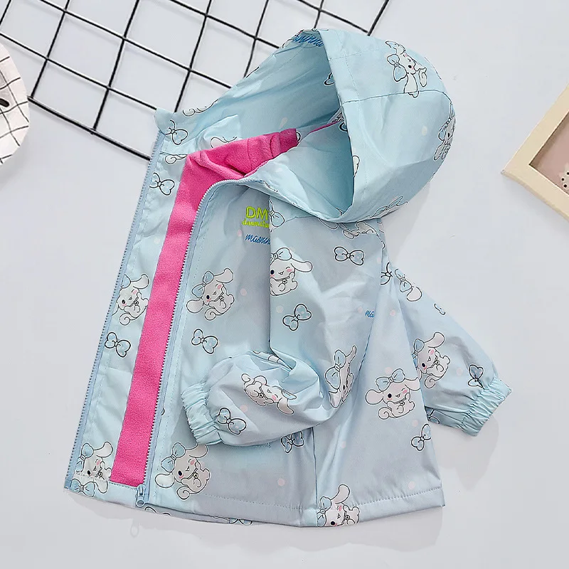 

Girls' jacket children's coat with velvet autumn new girls' spring and autumn windbreaker Zhongda children's body velvet outdoor