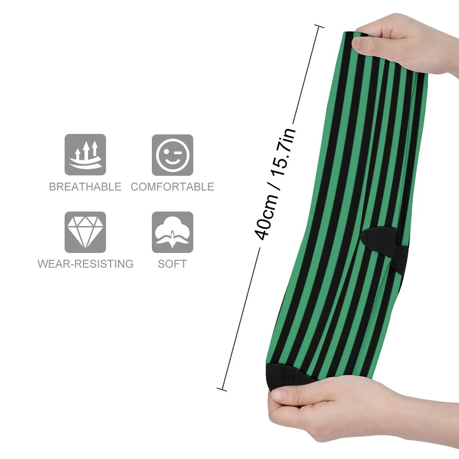 Candy Stripes Stockings Green and Black Line Design Kawaii Socks Winter Anti-Slip Socks Female Cycling Quality Socks