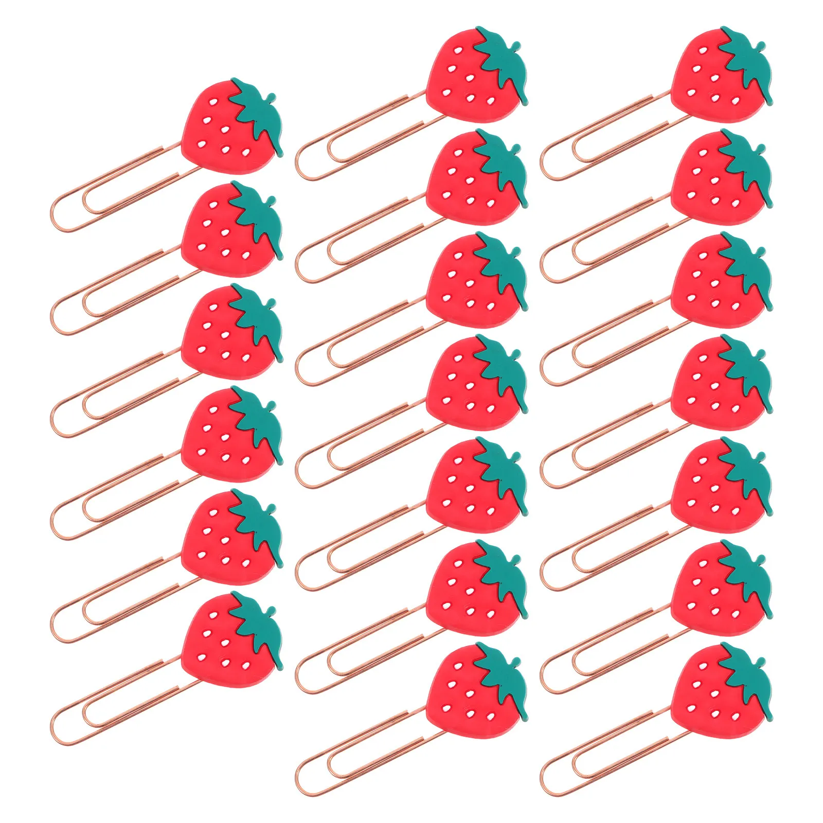 

20 шт. металлических зажимов для бумаги в форме клубники из ПВХ, милые декоративные закладки для офиса, школы, DIY, фотоальбомов, заметок, файлов, документов