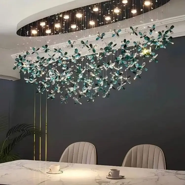 Creative Modern Crystal Led Chandelier Oval Pendant Lamp For Living Room Dining Room Home Interior Decoration Lighting