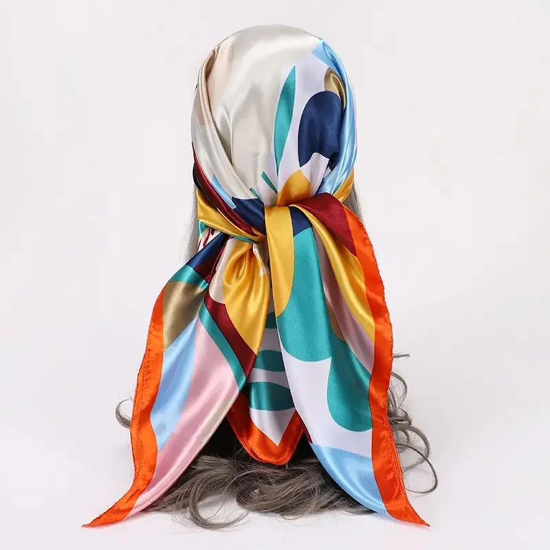 Elegant Floral Square Scarf | Versatile Silk-Feel Polyester Bandana for Women | Chic Casual Accessory