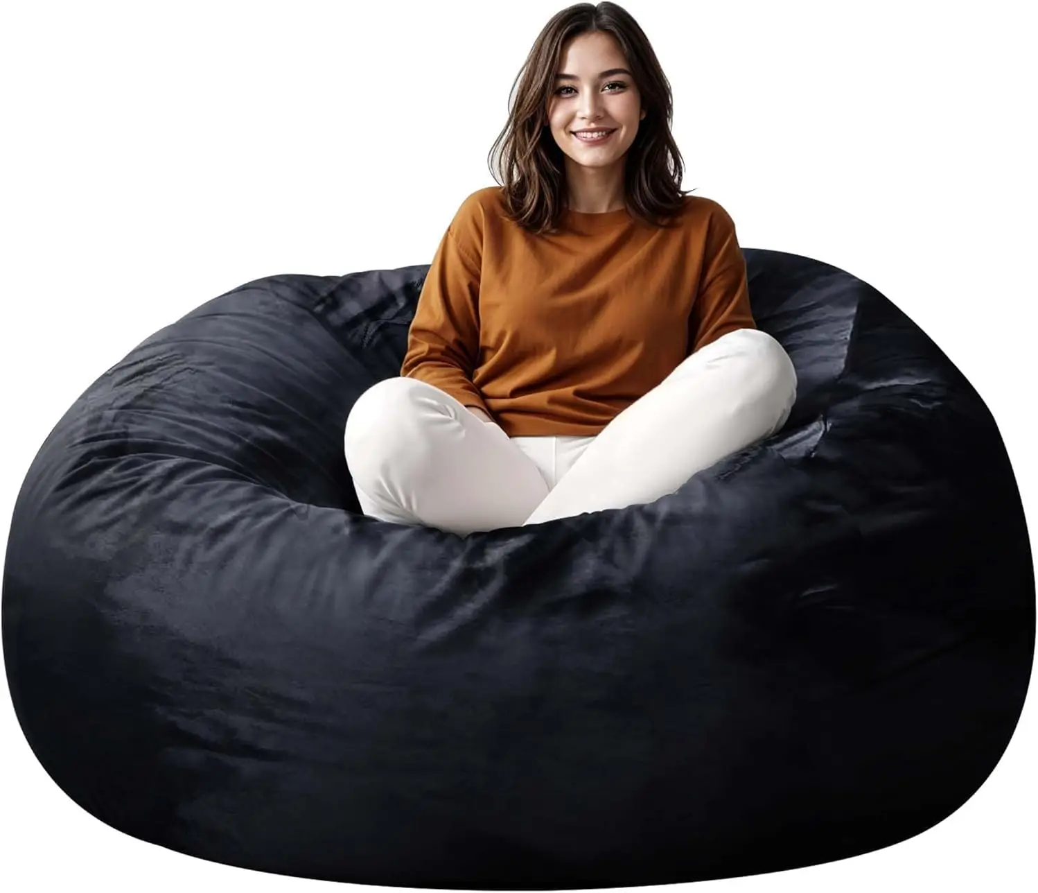 Übergroßer Sitzsack für Erwachsene, 4FT Memory-Schaum-Sofa mit abnehmbarem Bezug, Schwarz