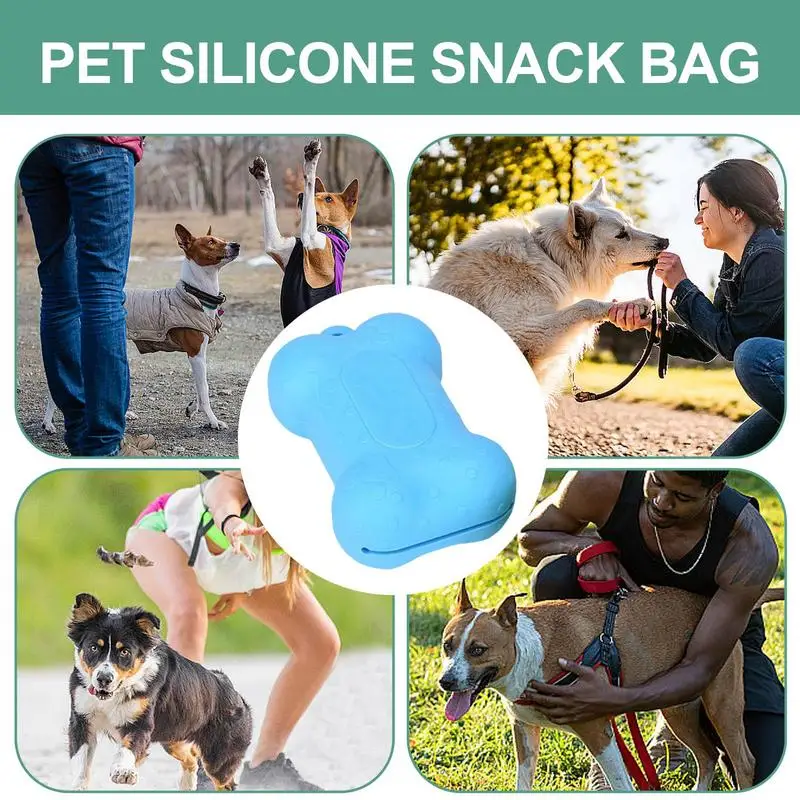 Dog Treat Training Pouch Bone Shape Pet Walking Bag Portable Dog Treat Bag Silicone Treat Bag Sturdy Pet Walking Bag For Walking