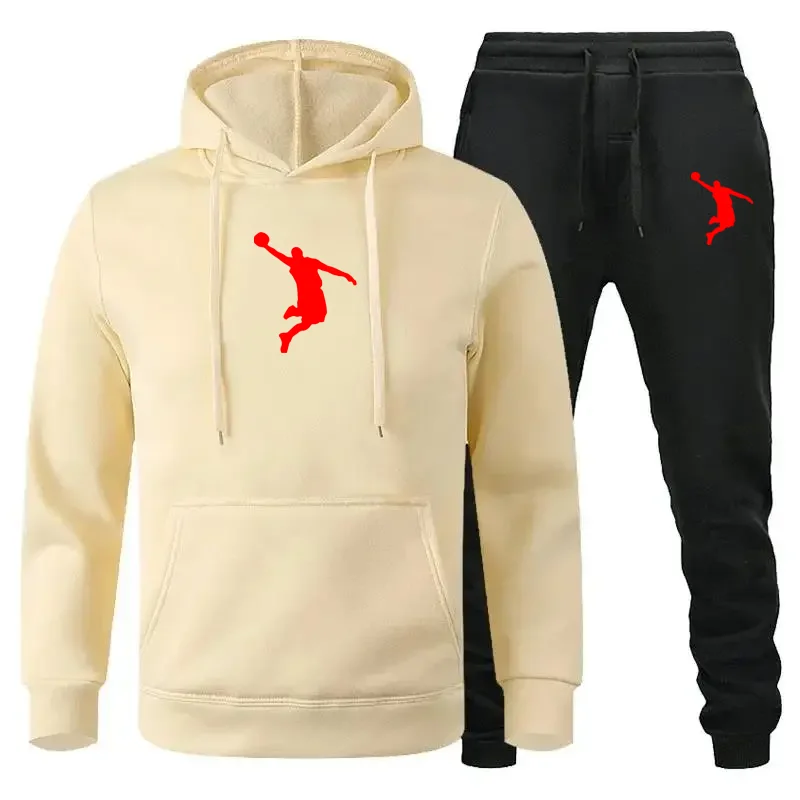 2024 Spring Brand Men Hoodies Sweatshirt+Sweatpants Suit Autumn Winter Warm Tracksuit Sets Men\'s Hooded Outwear