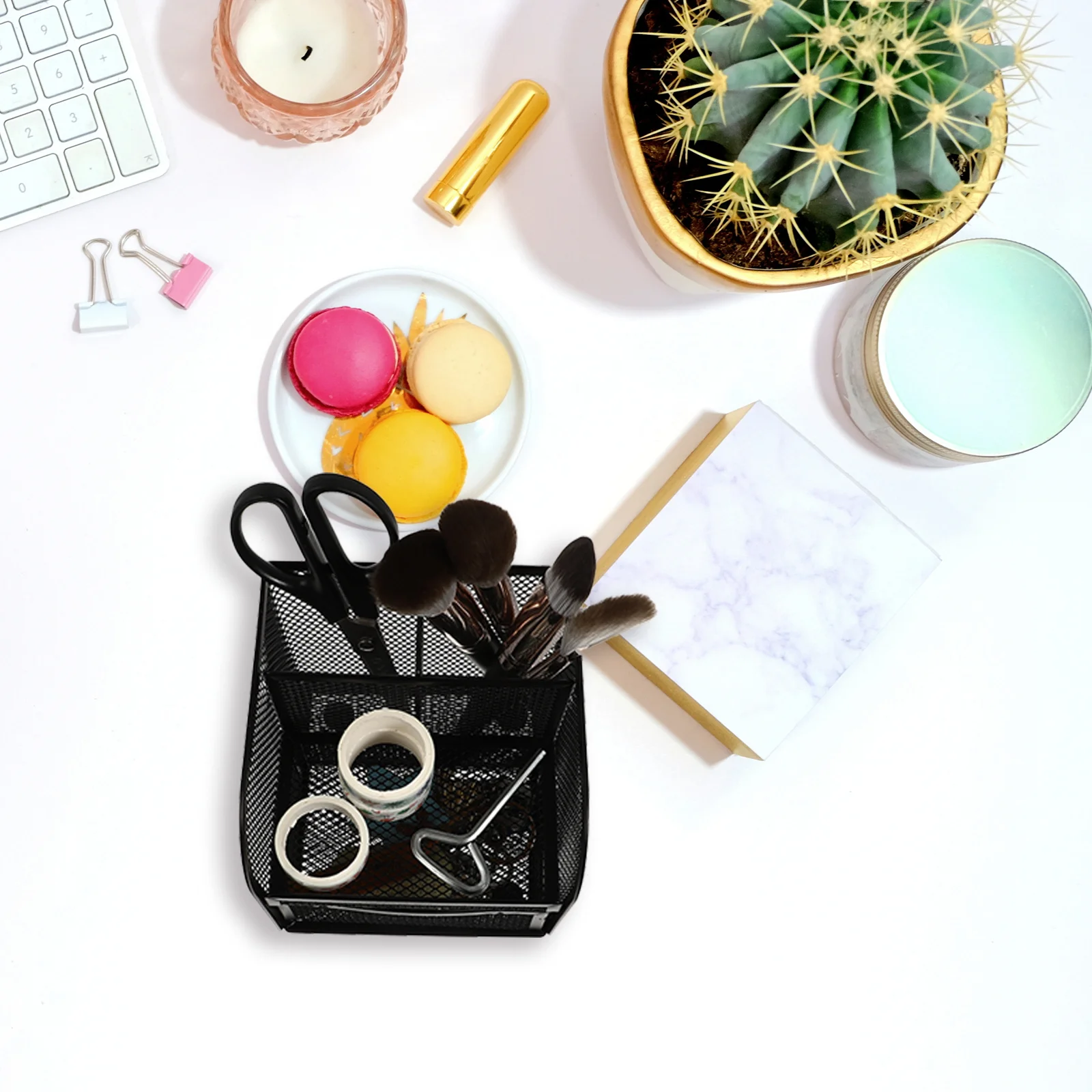 Tempat Pensil Logam Kreatif Tipe Laci Multi-Grid Kotak Penyimpanan Organizer Meja Perlengkapan Kantor Organizer Meja