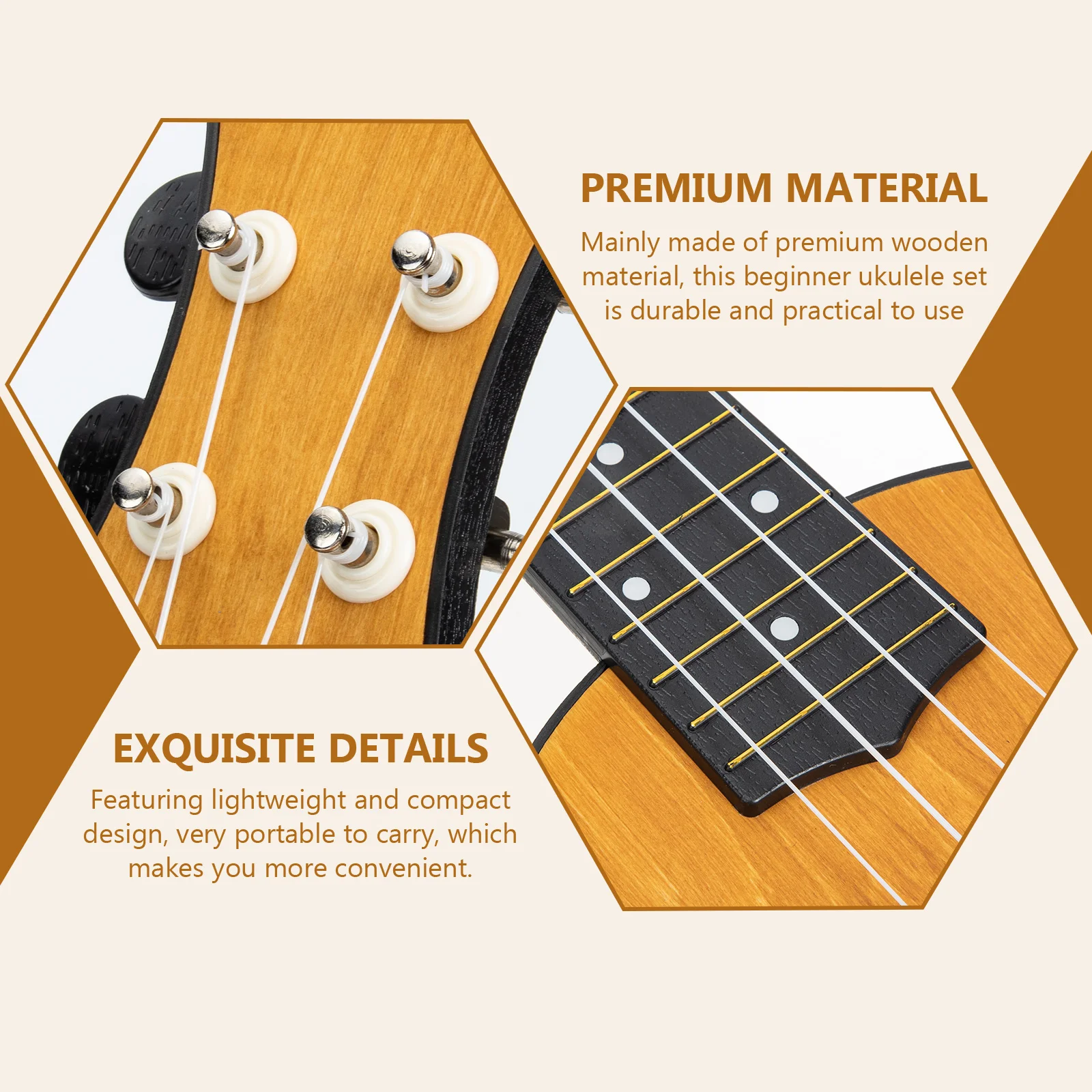 

1 Set 21 Inches Beginner Ukulele For -Friendly Wooden Musical Instrument Lightweight Compact Mini Ukeleles Acoustic