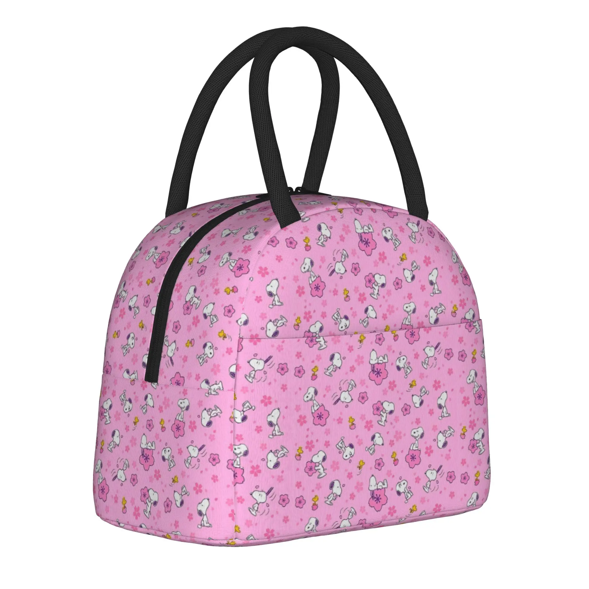 Pink S-Snoopys Woodstocks Insulated Lunch Bags Large Cartoon Lunch Container Thermal Bag Lunch Box Tote College  Travel Girl Boy