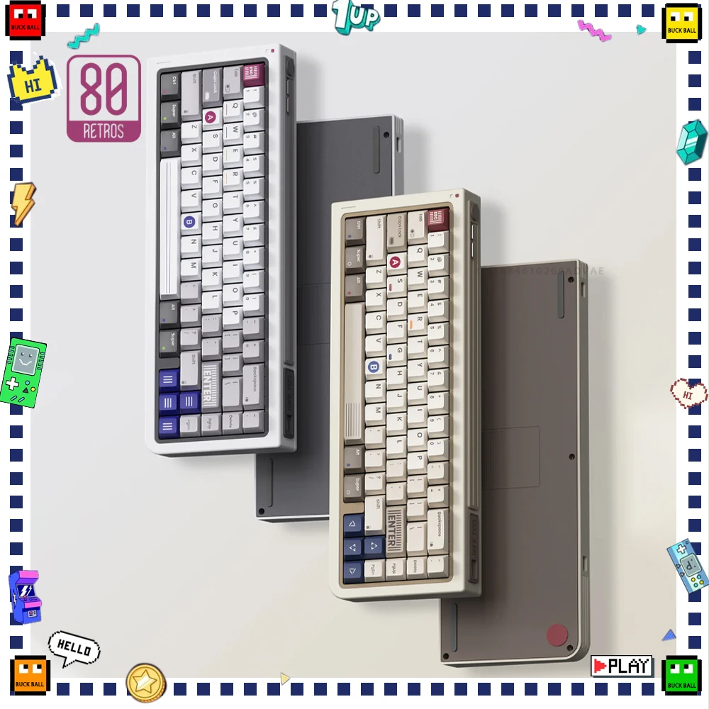 80Retros GAME 1989 GB65 Mechanical Keyboard Kit Three Mode Wireless Keyboard Customized Aluminium Alloy Keyboard PC Accessories