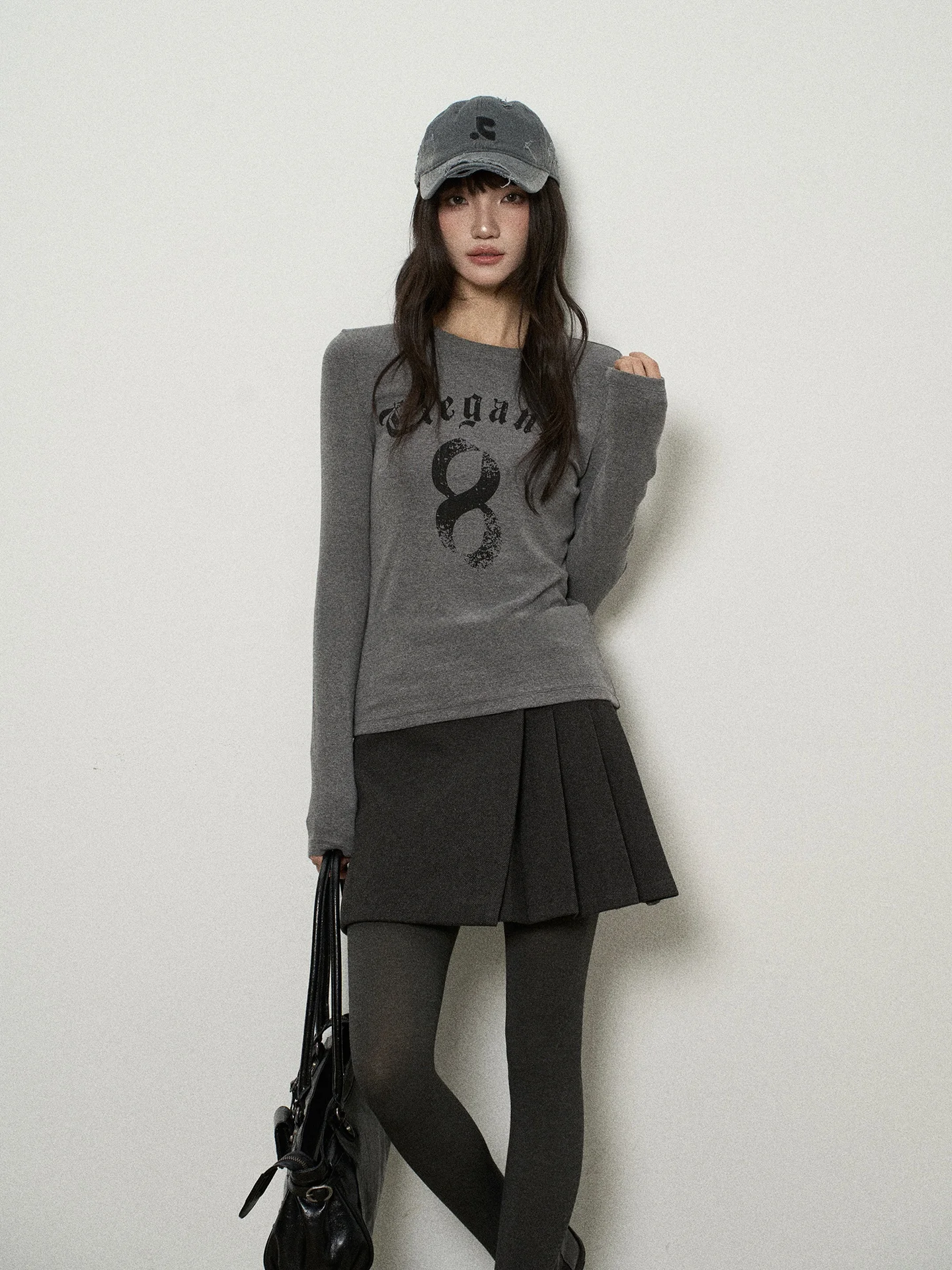 

Асимметричная шерстяная юбка в клетку для женщин, зимняя модная корейская юбка средней длины, нестандартного кроя