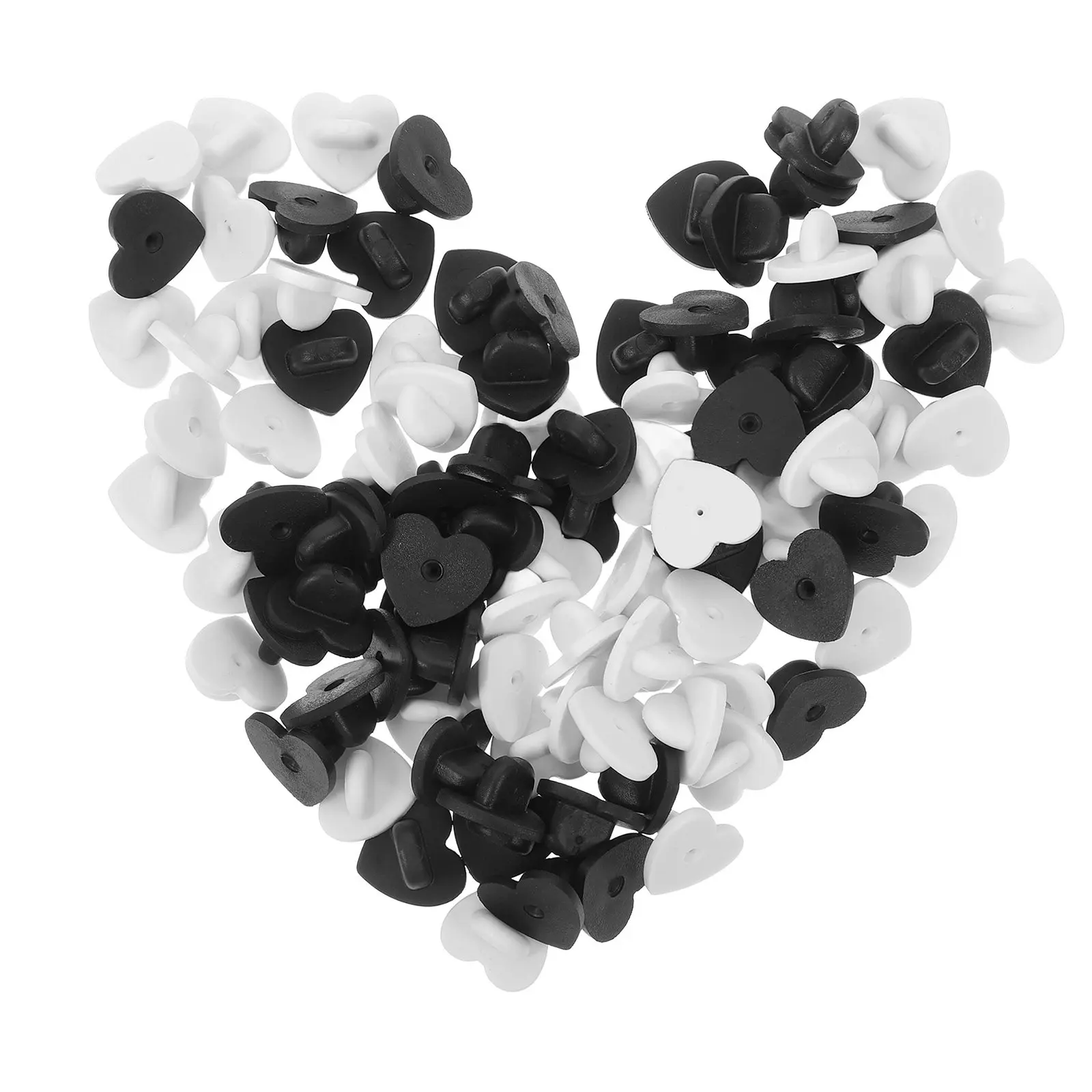 100Pcs Heart Plastic Clutch Pin Backs Easy Use Lapel Pin Backings Brooch Locking Pins for Crafts Hats Bags Enamel Pins Badge