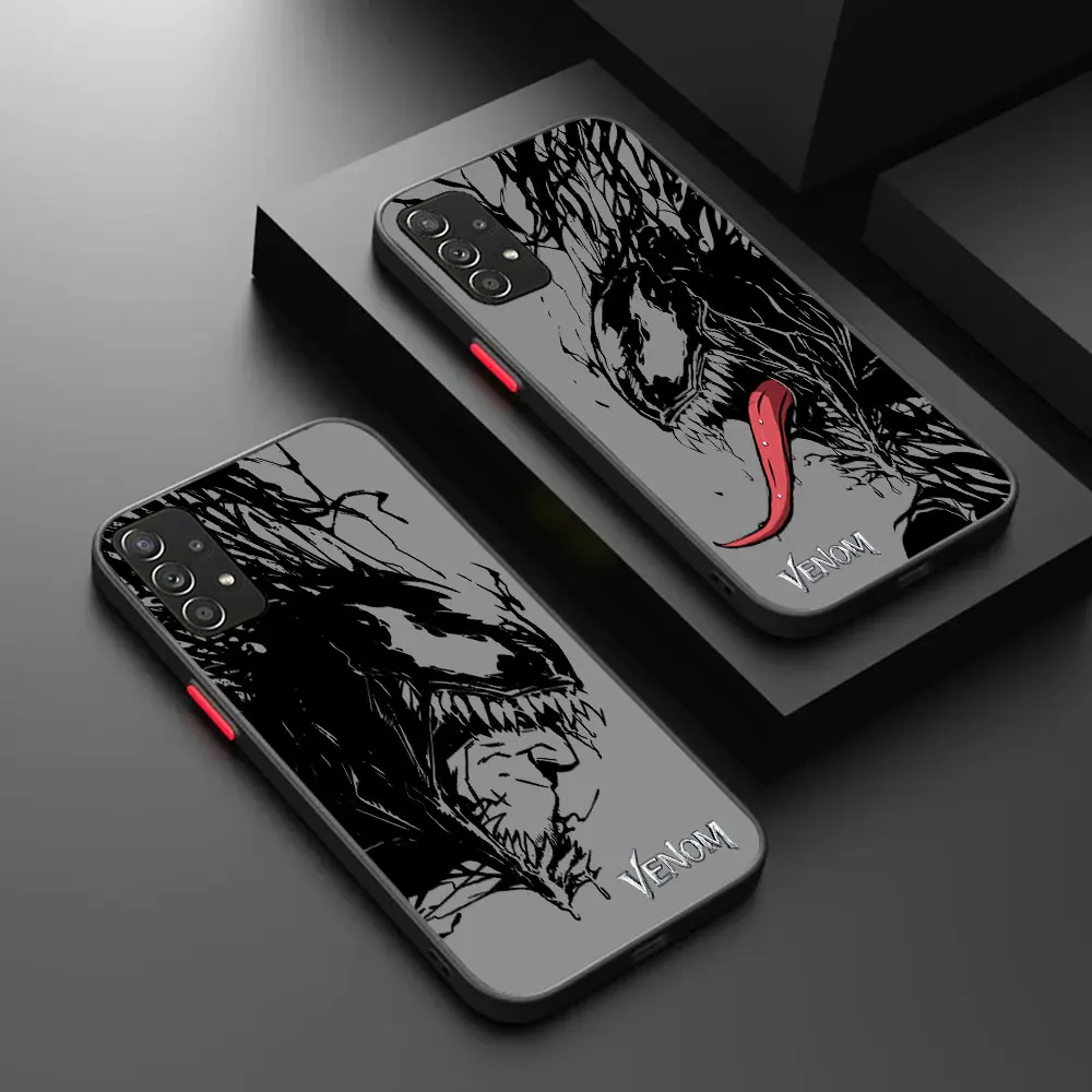 Marvel Black VENOM Matte Phone Case For Samsung GALAXY A14 A20 A21 A22 M22 A23 A30 A31 A32 A33 A42 M42 A50 A7 S A1 A3 CORE 4G 5G