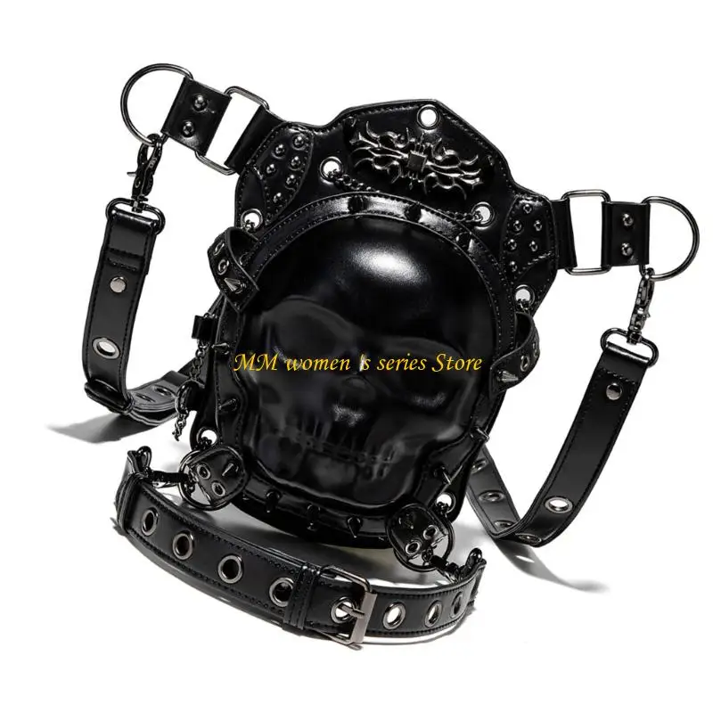 Q39C 고딕 가죽 허리 가방 화니 팩 허벅지 다리 엉덩이 홀스터 지갑 여행 파우치 하이킹 스포츠 체인 가방 여성용 남성용