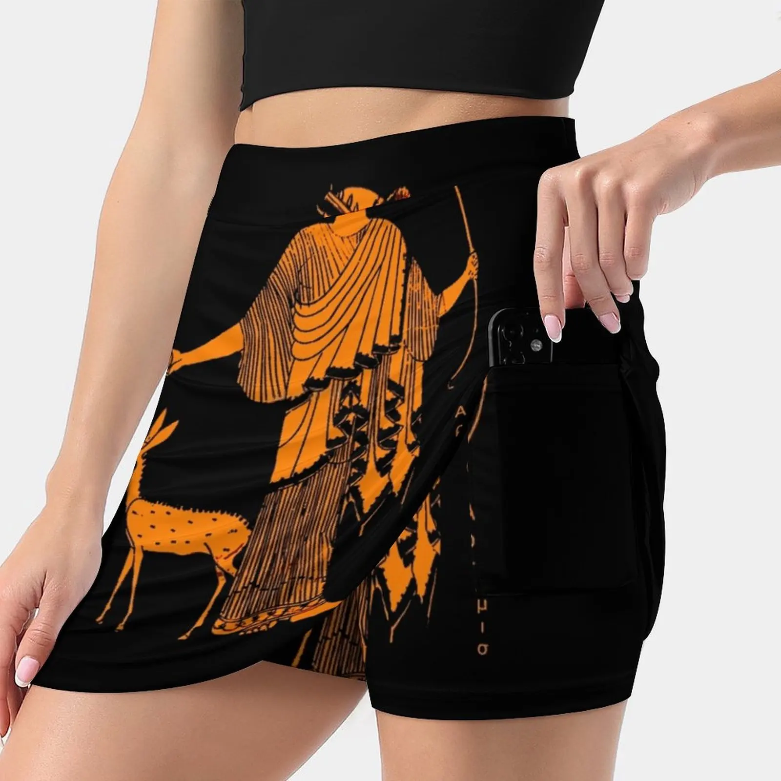 Artemis Red Figure Ancient Greek Design Women's skirt Y2K Summer Clothes 2022 Kpop Style Trouser Skirt With Pocket Kylix