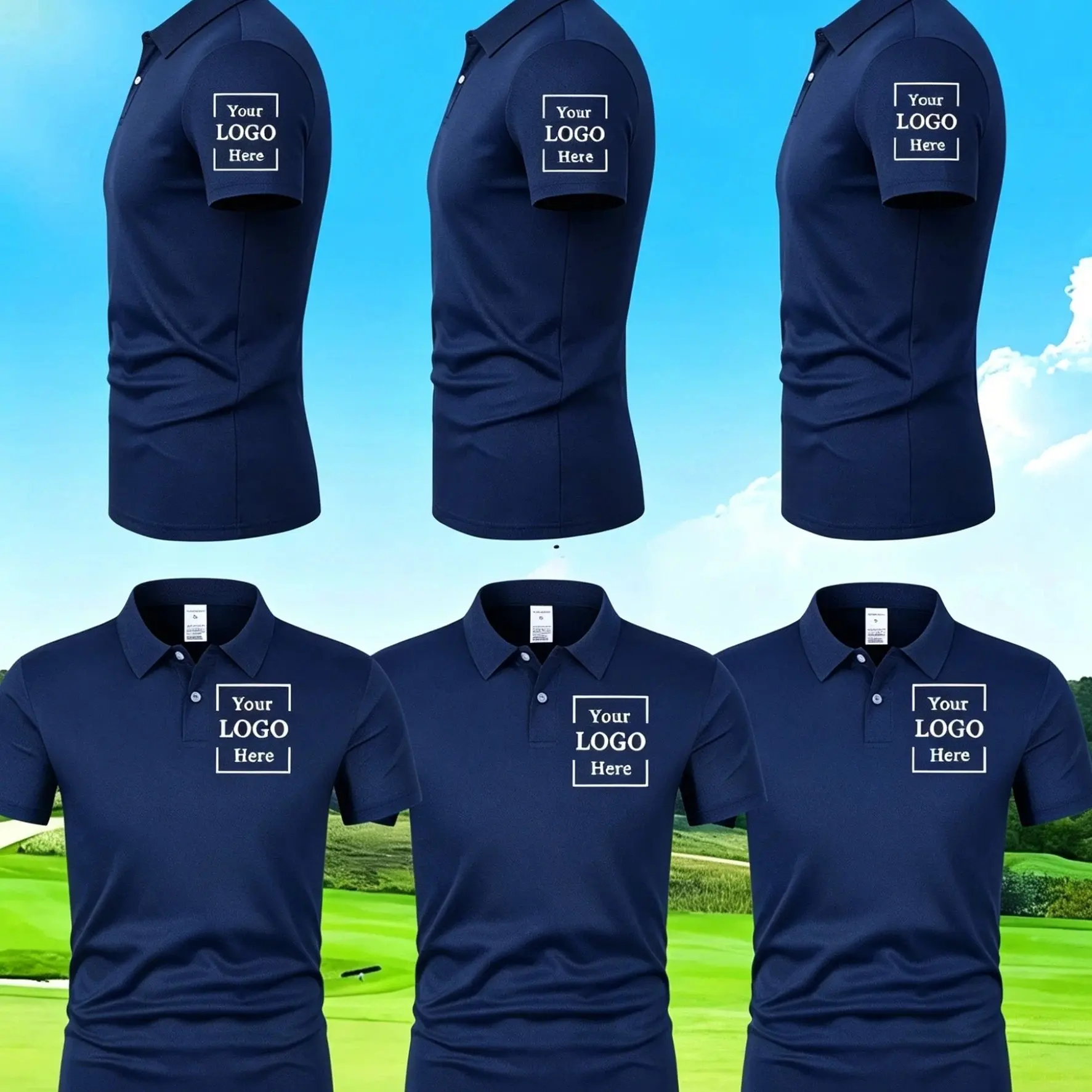 3-Pack Men's Custom Polo Shirts - Breathable Business Casual T-Shirts, DIY Custom, Father's Day Gift