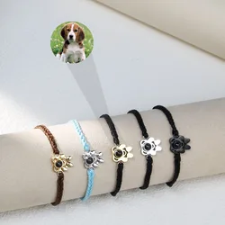 Pulsera personalizada de acero inoxidable con proyección de foto, brazalete con foto de perro, gato y mascota, joyería, envío directo, 2023