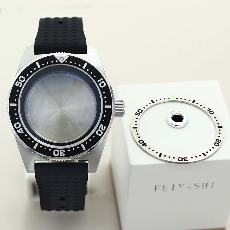 

40mm Men's Watch Case Black Rubber Watchband Sapphire Crystal Glass For Seiko NH36 NH35 NH34 NH38 Movement 28.5mm Dial Hot Sale