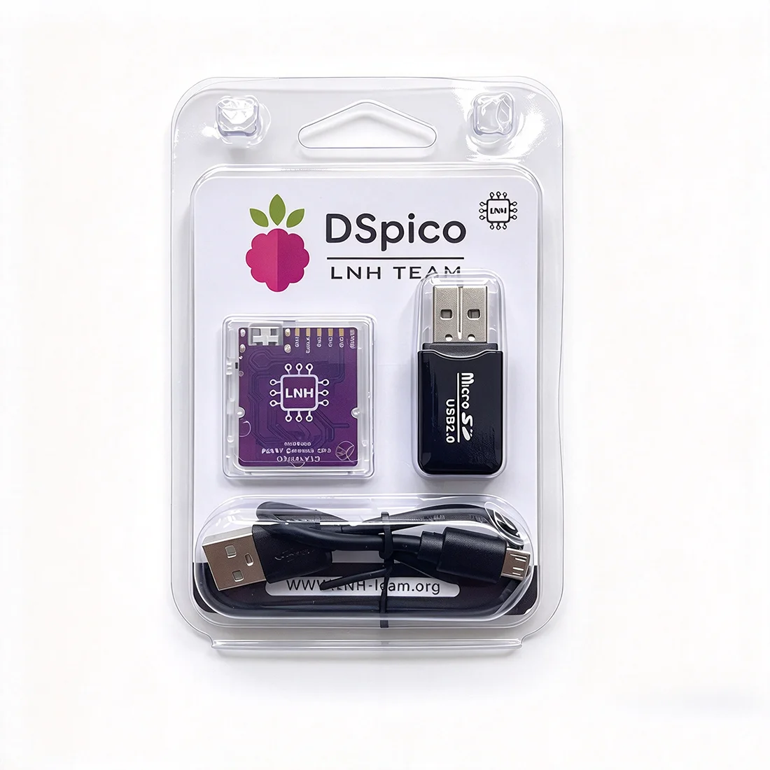 Packaged USB Transparent DSpico for DS, NDSL, DSi, 3DS Consoles Game Reader Adapter 16 MBit With LED RP2040
