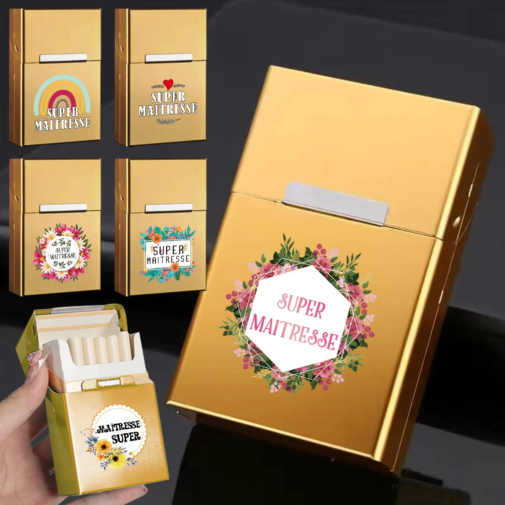 Portable Cigar Organizer Box with Magnetic Buckle ALUMINUM SHELL Dustproof Waterproof Cigarette Accessories Maitresse Pattern