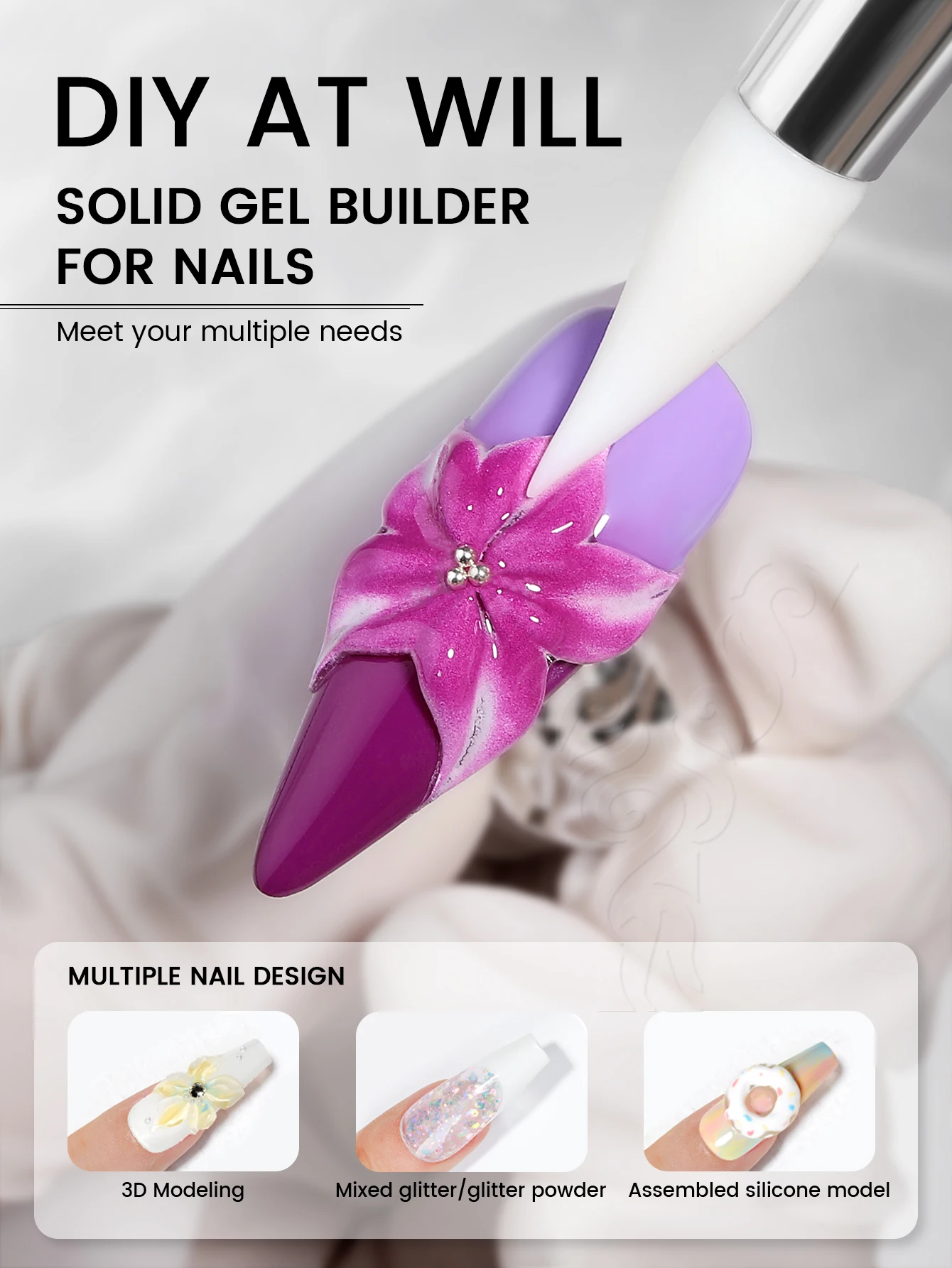 NEU YOKEFELLOW Solid Builder Nagelgel HEMA TPO Free 15g Clear 3D Sculpture Gel Nagellack Antihaft-Handskulptur Hartgel