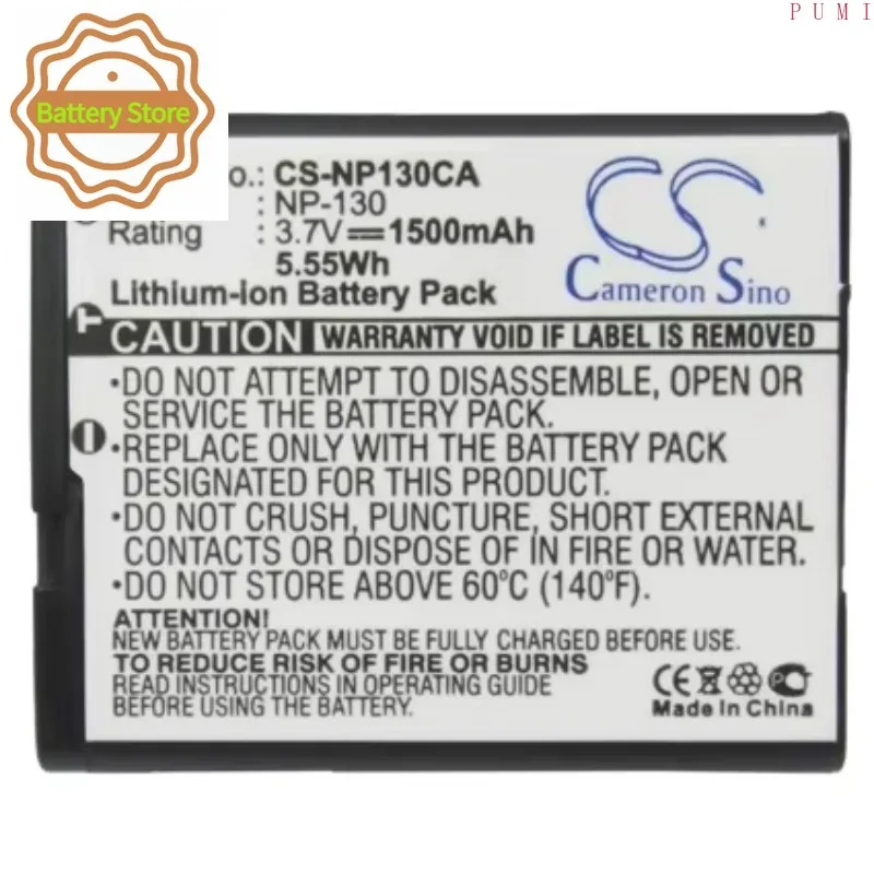 CS Replacement Battery for Casio Exilim EX-H30,EX-ZR100,Exilim EX-H30BK,Exilim EX-ZR200, PN:NP-130 1500mAh / 5.55Wh