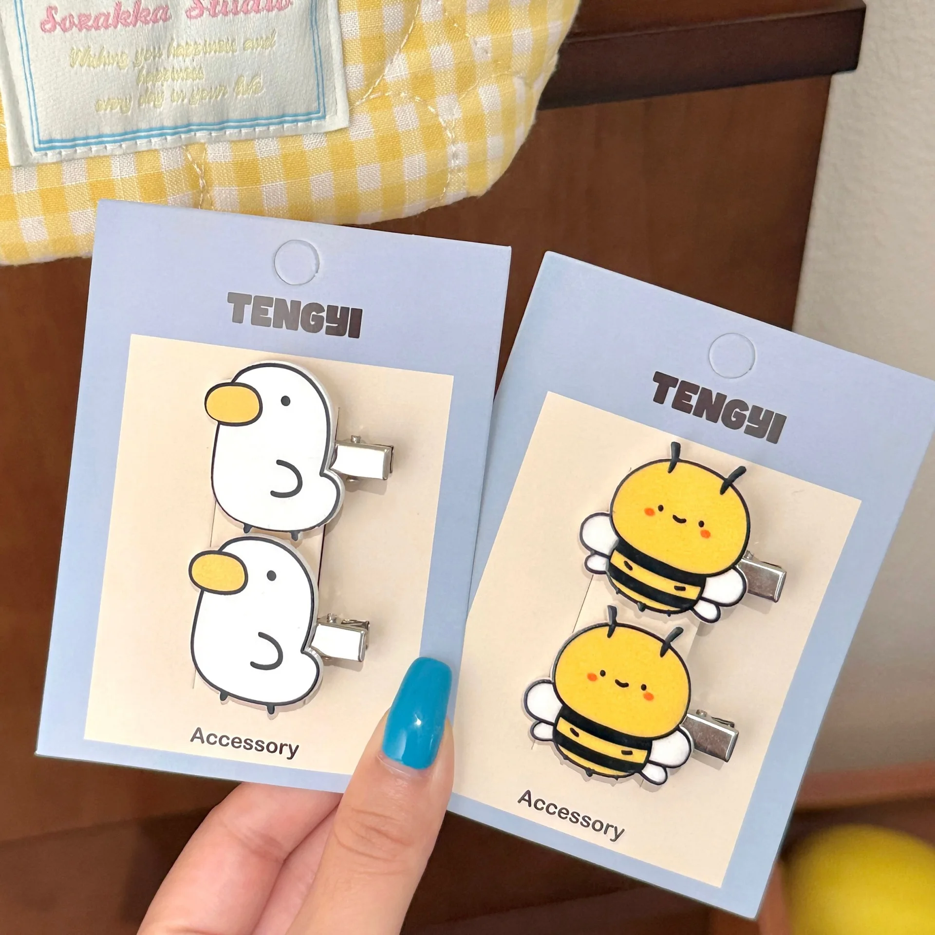 2/6 Pcs Cute Cartoon Bee Goose Hairpin Clip Forehead Hair Clip Student Decorative Side Clip - view 5