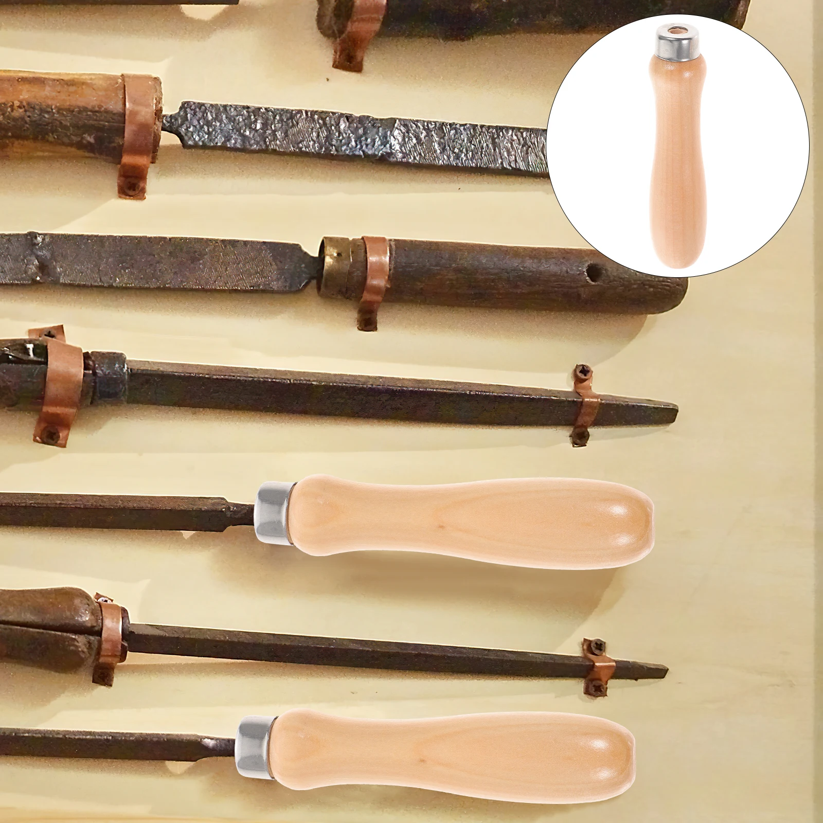 

5Pcs Premium Wooden Handle for File Ergonomic Shape Strong Impact Resistance Suitable Files Tools Metal Woodworking Use