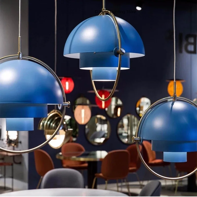 

Nordic Danish Designer Iron Blue Pendant Lamp for LOFT Bedroom Kitchen Dining Room Hanging Light Art House Decor LED Lighting
