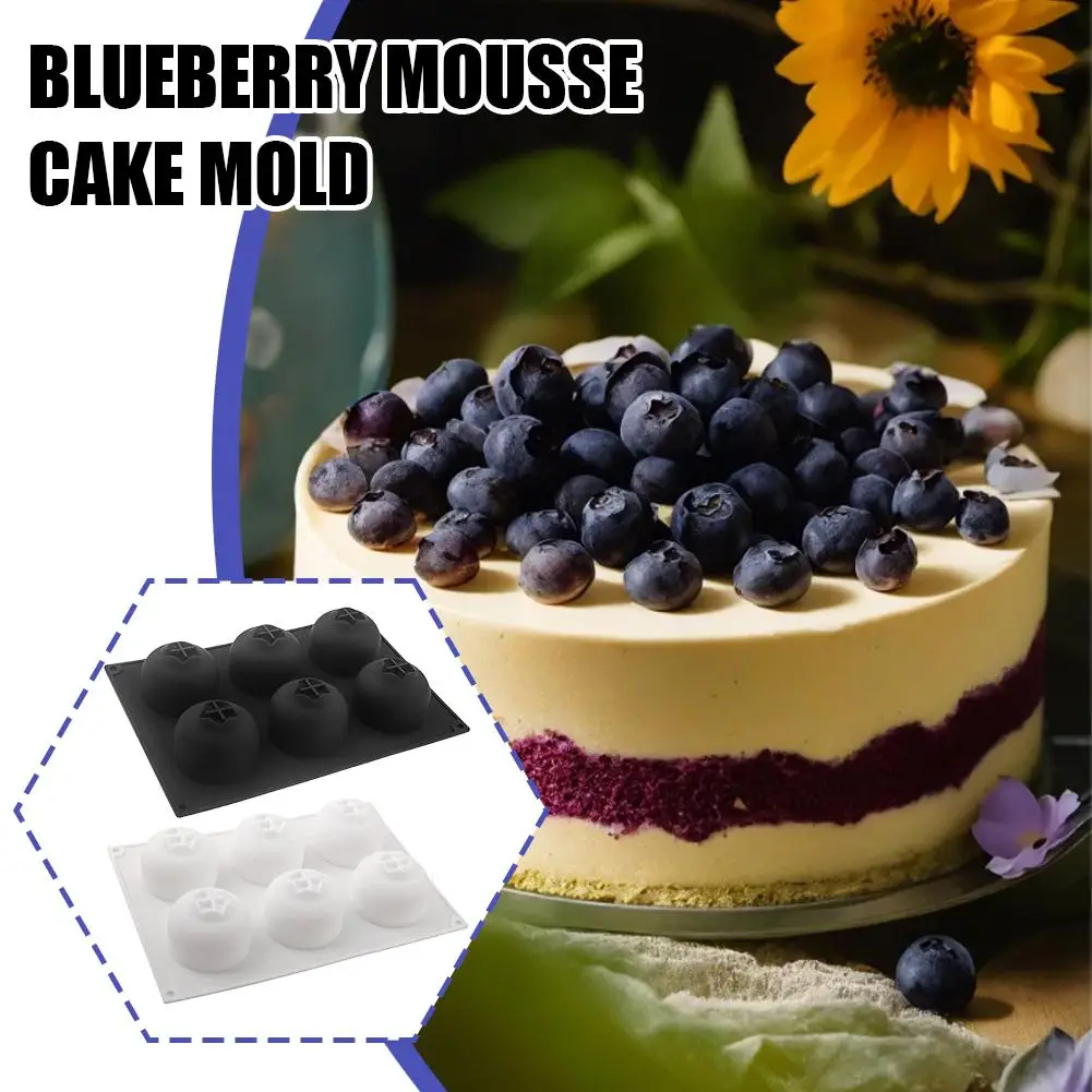 Raspberry or Blueberry Themed 6-Hole Silicone Baking Mold for Mousse Cakes Features Smooth Demolding and Compatibility