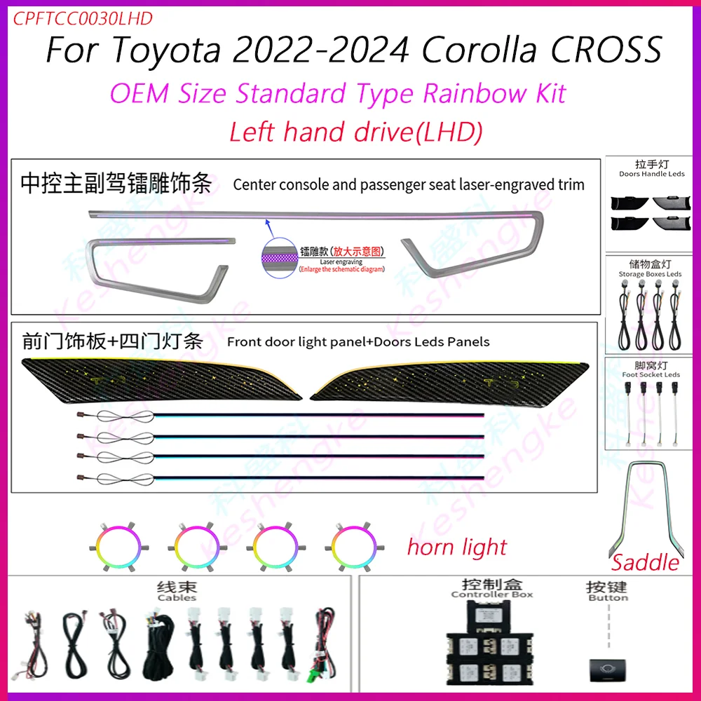 

LED Car Inner Ambient Lamp For Toyota Corolla Cross 2022-2025 Model Year Vehicle OEM Size Cube style Magic Color Ambient Light