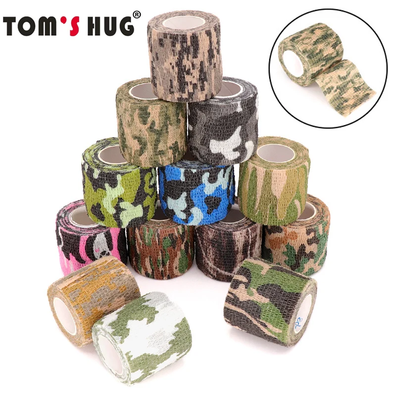 Hunting Camouflage Elastic Bandage 4.8m, Self Adhesive Athletic Tape for Ankle Knee Finger, Breathable Sport Wrap Support Brace